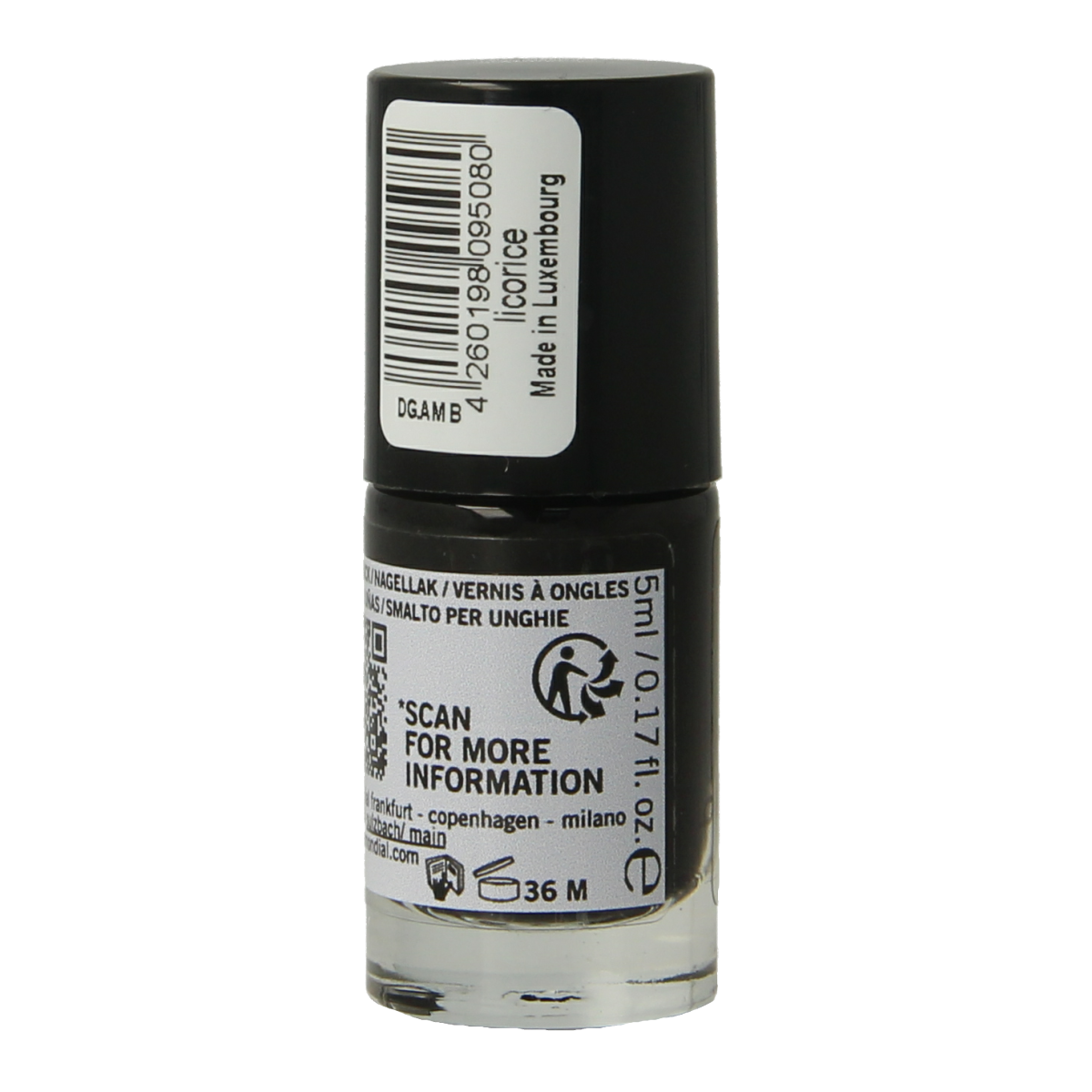 Benecos Natural Beauty vegan licorice nail polish in 20-free plant-based formula, 5ml bottle, make-up product.