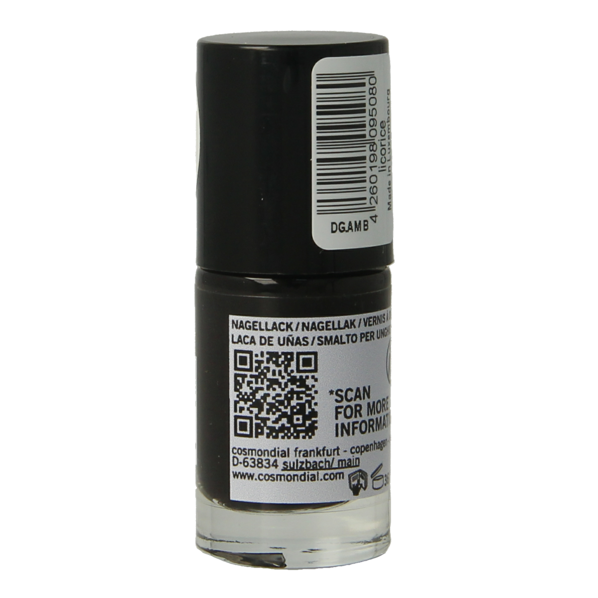 Benecos Natural Beauty vegan licorice nail polish in 20-free, plant-based formula, 5ml bottle, make-up product.