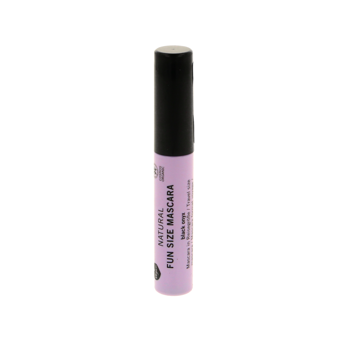 Benecos Natural Beauty mascara in black onyx, fun size make-up product with a sleek mascara tube and brush applicator.