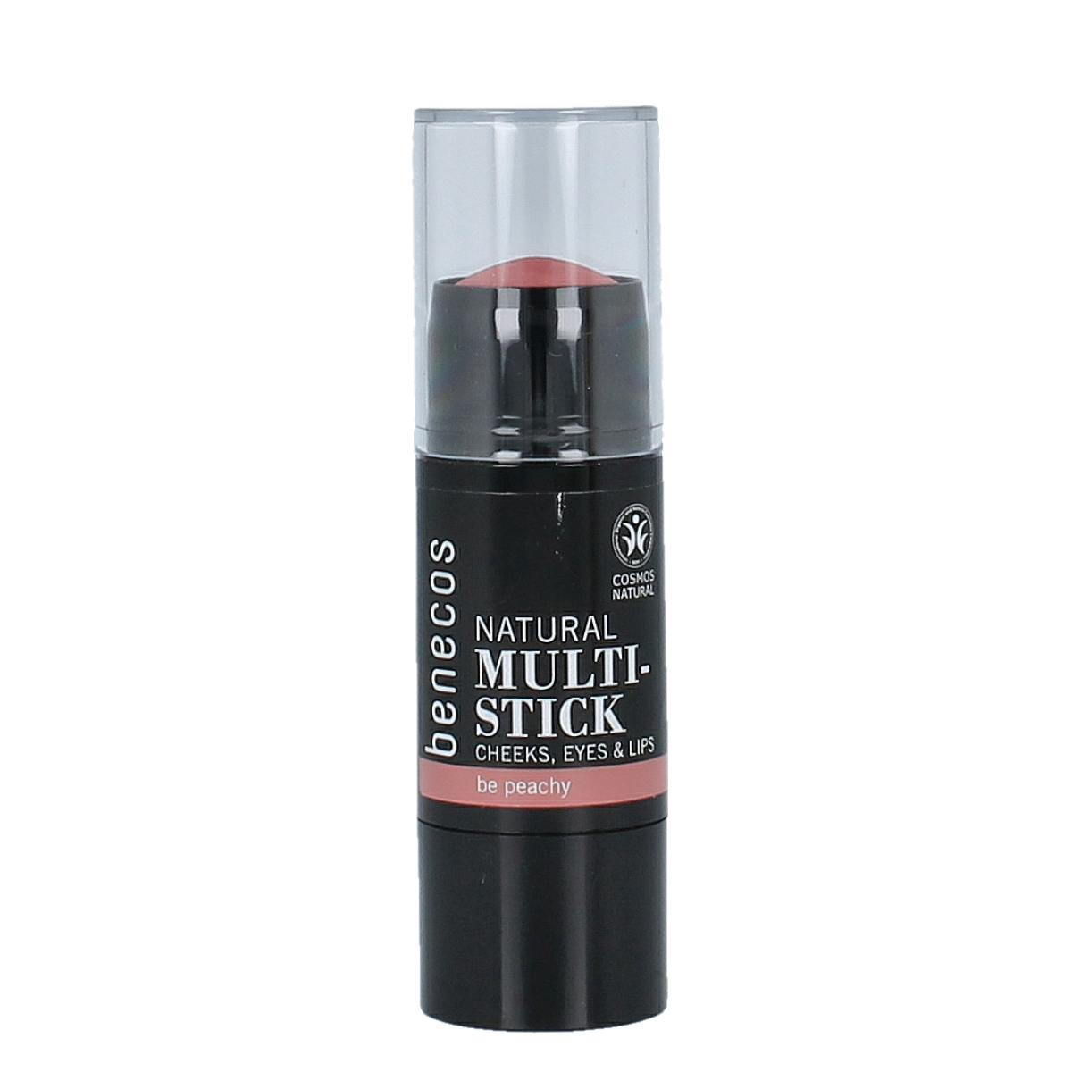 Benecos Natural Beauty Multi Stick in Be Peachy bio, a versatile makeup stick with peachy shade, shown on a neutral background.