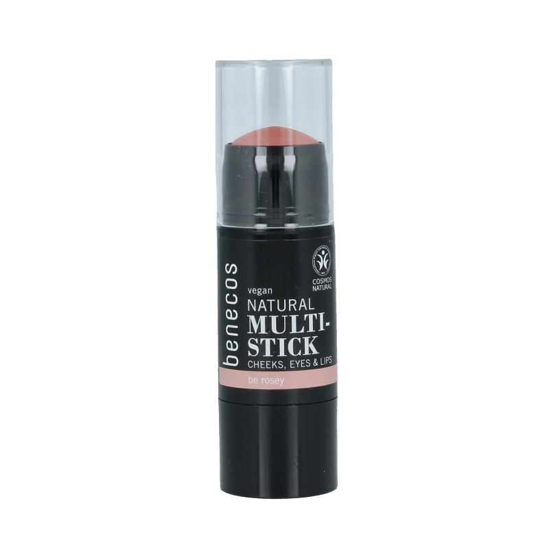 Benecos Natural Beauty Multi Stick in Be Rosey, a natural makeup stick with rosy pink shade, perfect for cheeks and lips.