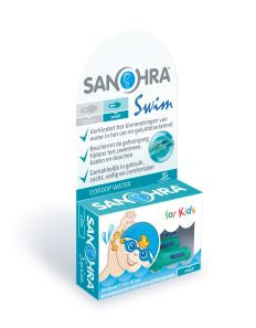 Sanohra water swim earplugs for children, small size, pair of hearing protection earbuds, suitable for swimming.