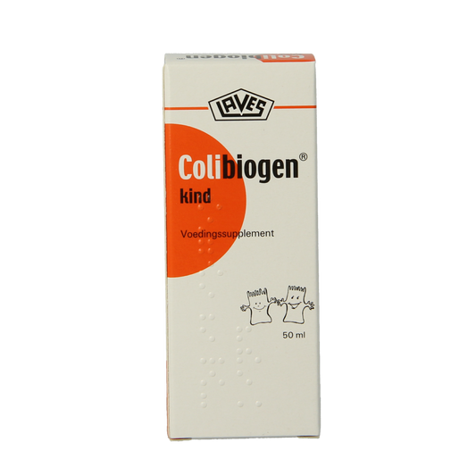 Laves Colibiogen Kind probiotic micro-organisms in 50ml bottle, natural supplement for children's gut health.