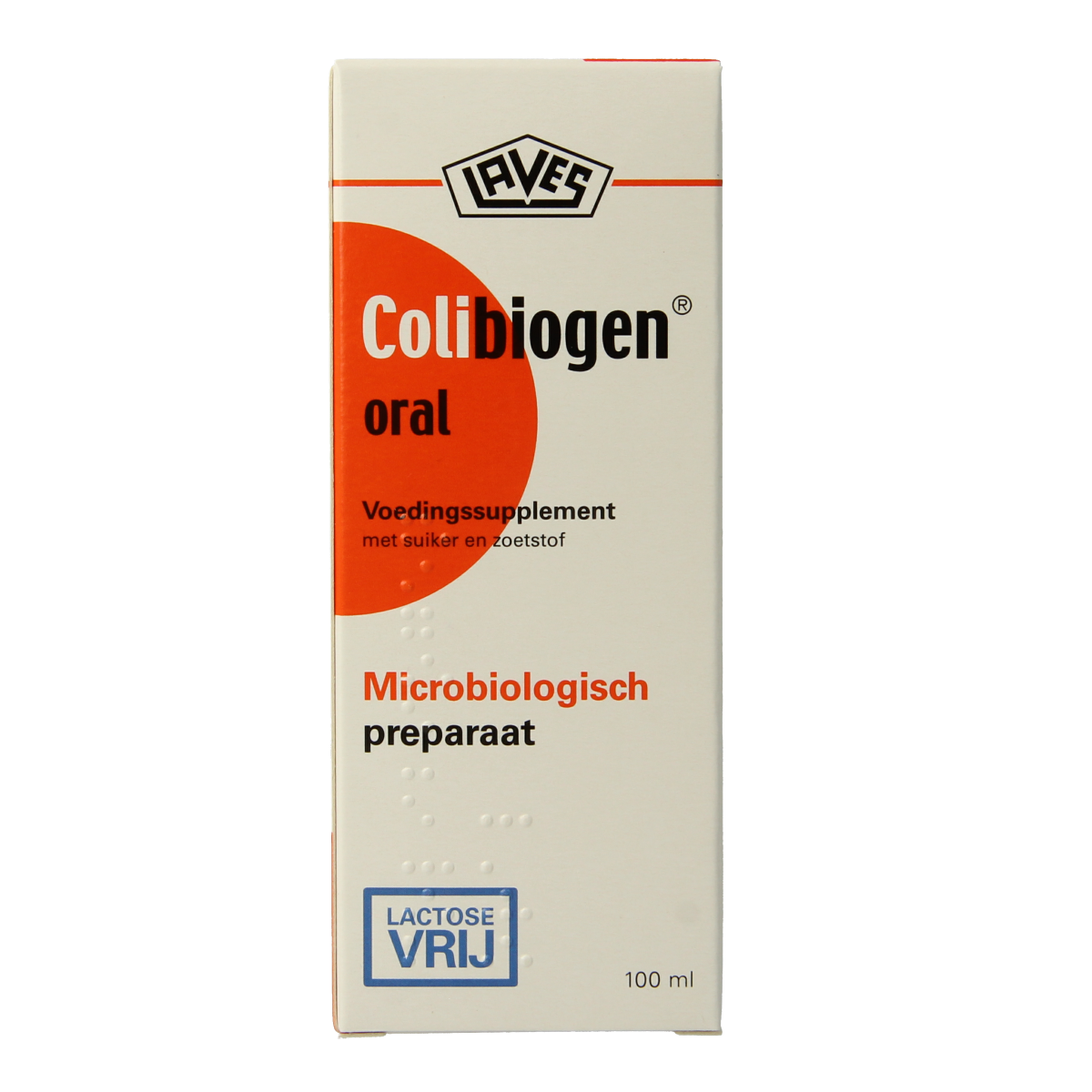 Laves Colibiogen oral micro-organisms in a 100ml bottle, showing the product label and packaging.