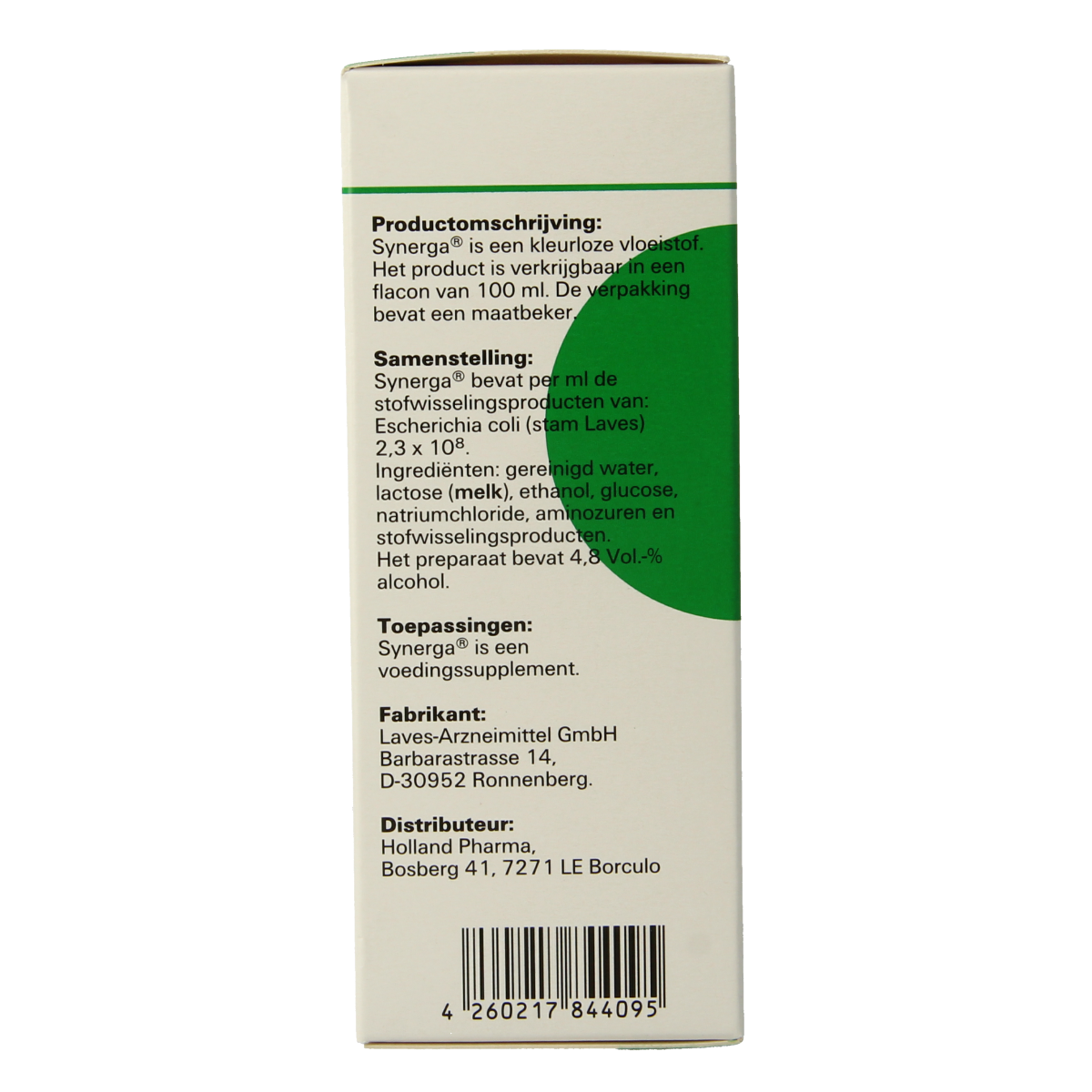 Laves Synerga 100ml micro-organisms product bottle with label, used for biological applications in agriculture or gardening.
