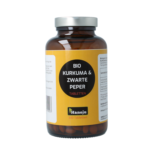 Hanoju Kurkumapoeder + piperine 500mg bio 300.00 Tabletten