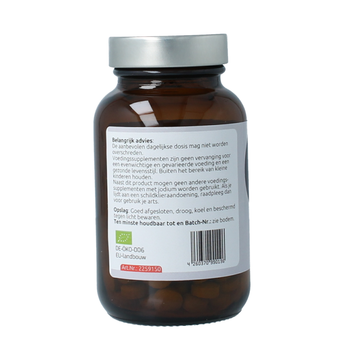 Hanoju organic kelp tablets, 345mg, 150 count, herbal supplement with dried seaweed in a plastic bottle