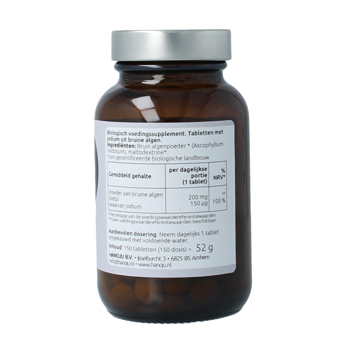 Hanoju organic kelp tablets, 345mg, 150 count, herbal supplement with dried seaweed for nutrition and iodine support