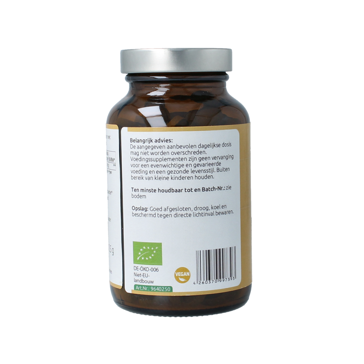 Hanoju Moringa bladpoeder 500mg supplement tablets, herbal product, showing a close-up of the packaging and tablets.