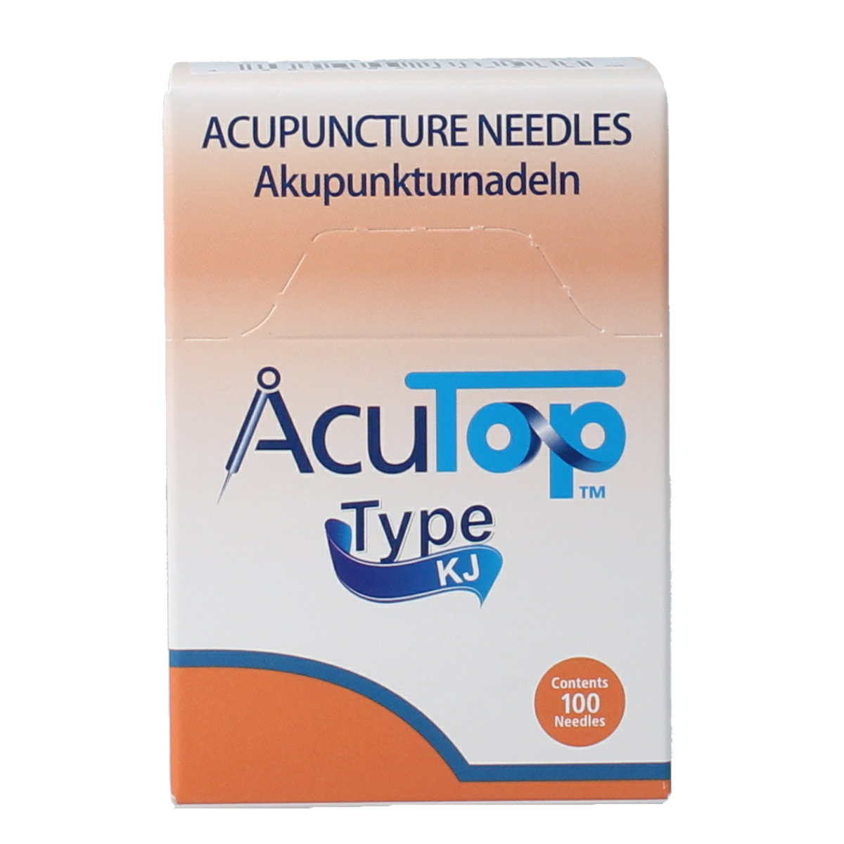 AcuTop KJ-T dry needle lancet set with 0.25 x 25mm needles, 100 pieces, for blood sampling and medical testing.