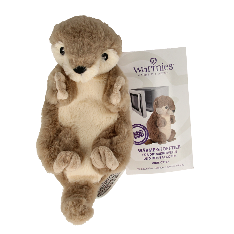 Warmies Mini otter plush kruiken in soft fabric, featuring a cute otter design for warmth and comfort.