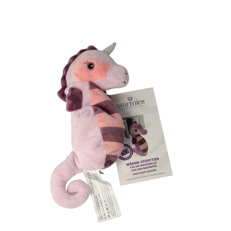 Warmies Mini Zee Eenhoorn plush toy, soft and cuddly unicorn in pastel colors, ideal for children and comfort.