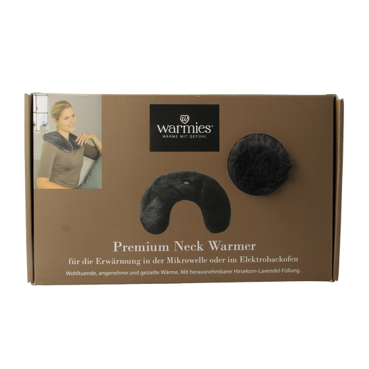 Warmies neck warmer kruiken in zwart, soft and cozy heating pad for neck comfort, 1 piece.