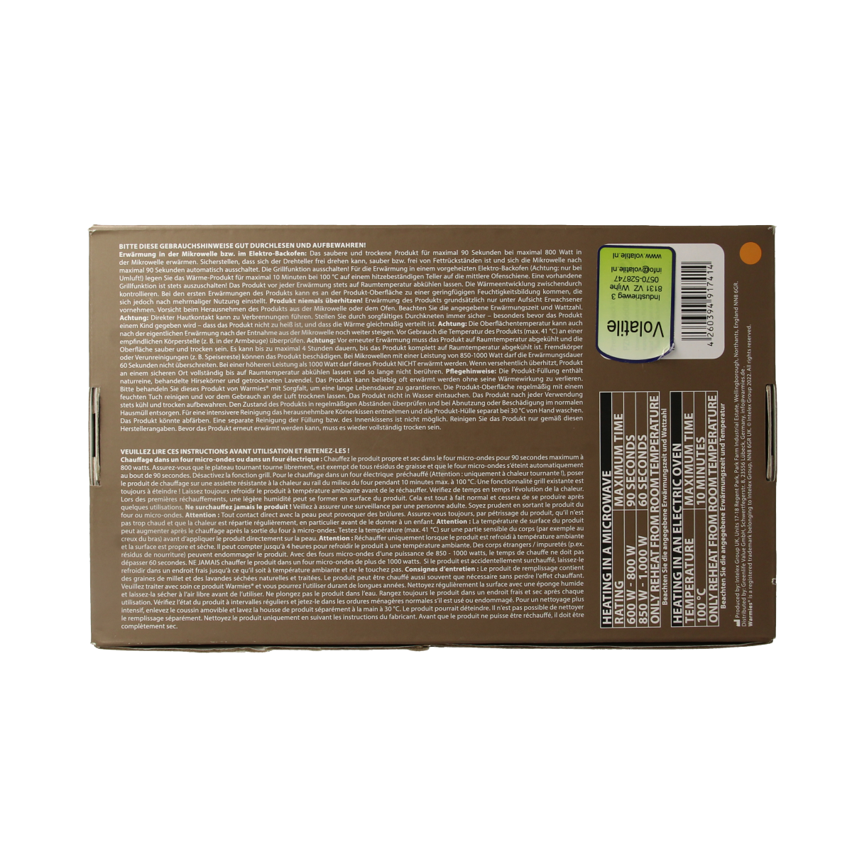 Warmies neck warmer kruik in zwart, soft fabric with plush exterior, designed for cozy heat therapy and comfort.