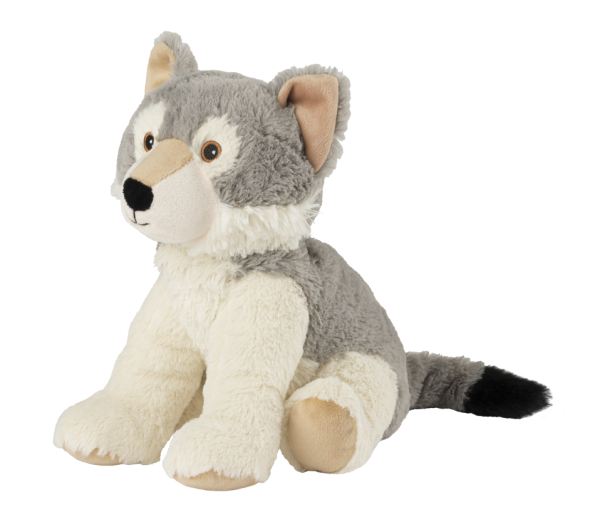 Warmies wolf-shaped ceramic kruiken with detailed wolf design, ideal for hot or cold use, brand Warmies.