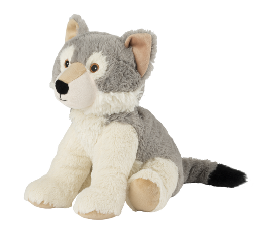Warmies wolf-shaped ceramic kruiken with detailed wolf design, ideal for hot or cold use, brand Warmies.