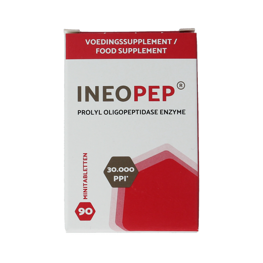 Ineopep 90 tablets dietary supplement in a white container, with a label displaying the Ineopep brand and product details.