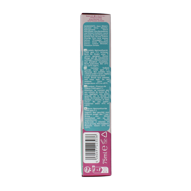 Ben & Anna Smile Wildberry toothpaste tube, 75ml, with vibrant packaging and natural ingredients for fresh breath and clean teeth.
