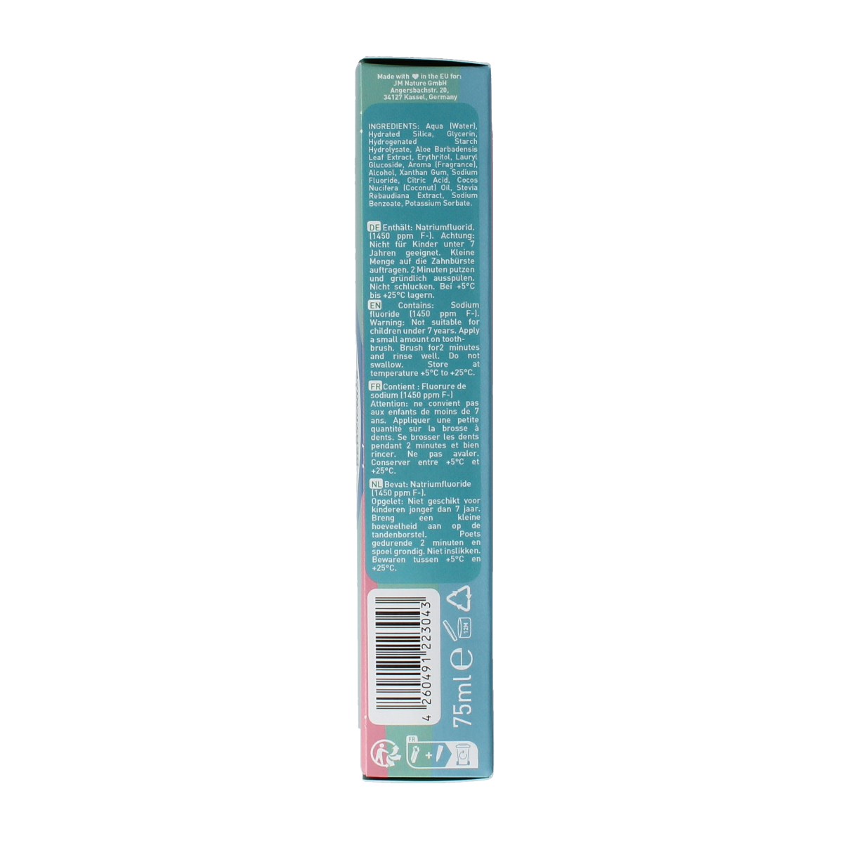 Ben & Anna Smile Coco Mania toothpaste tube, 75ml, featuring a white and blue design with coconut imagery for natural oral care.