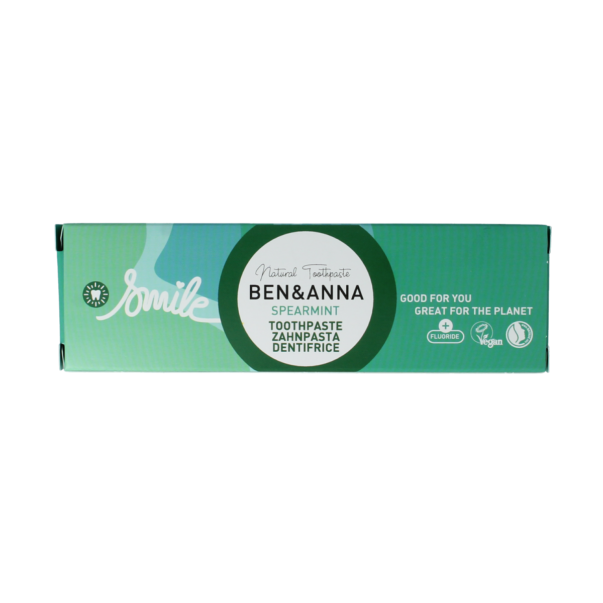 Ben & Anna Spearmint Toothpaste in a 75ml tube, featuring fresh spearmint flavor and natural ingredients.