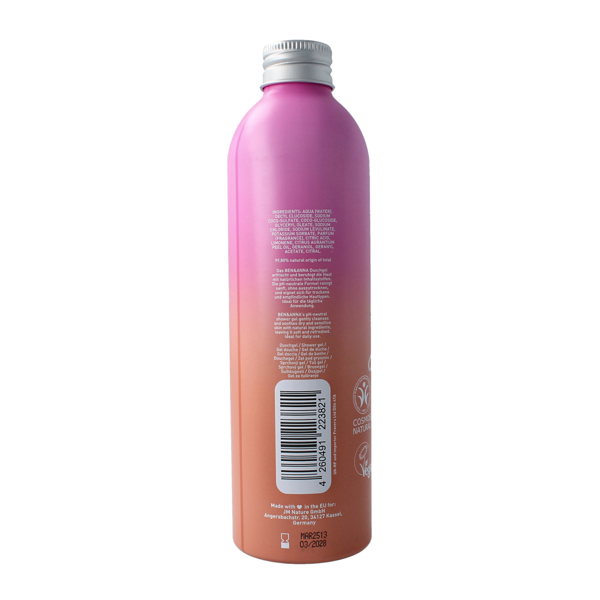 Ben & Anna berry infusion shower gel in a 250ml bottle, natural bad en douche with fresh berry scent.