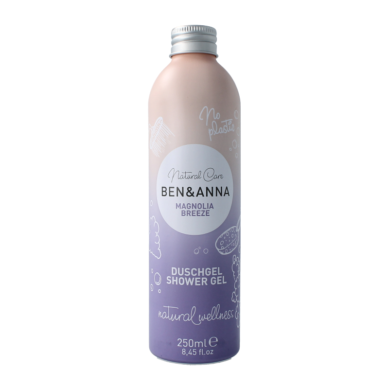 Ben & Anna Magnolia Breeze shower gel in 250ml bottle, natural bad en douche with floral scent and gentle cleansing properties.