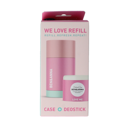 Ben & Anna Love Me Deostick refill in 40g, natural deodorant stick with floral packaging, ready for application.