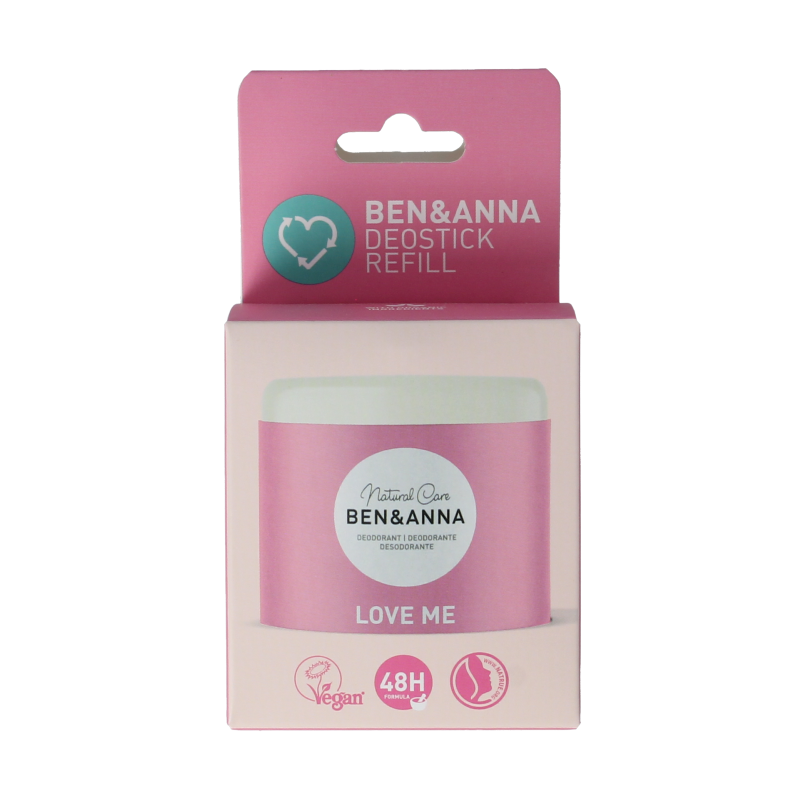 Ben & Anna Love Me deodorant stick refill, 40 grams, showing the sleek packaging and natural design of the deodorant product.