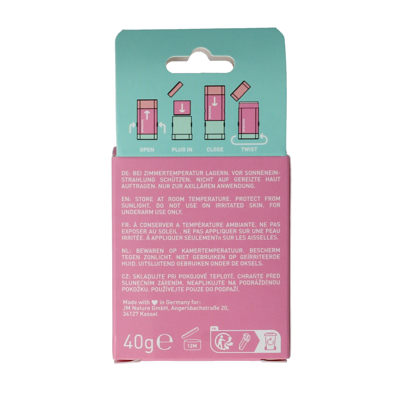Ben & Anna Love Me deodorant stick refill, 40 grams, natural deodorant in a sleek white container with the label.