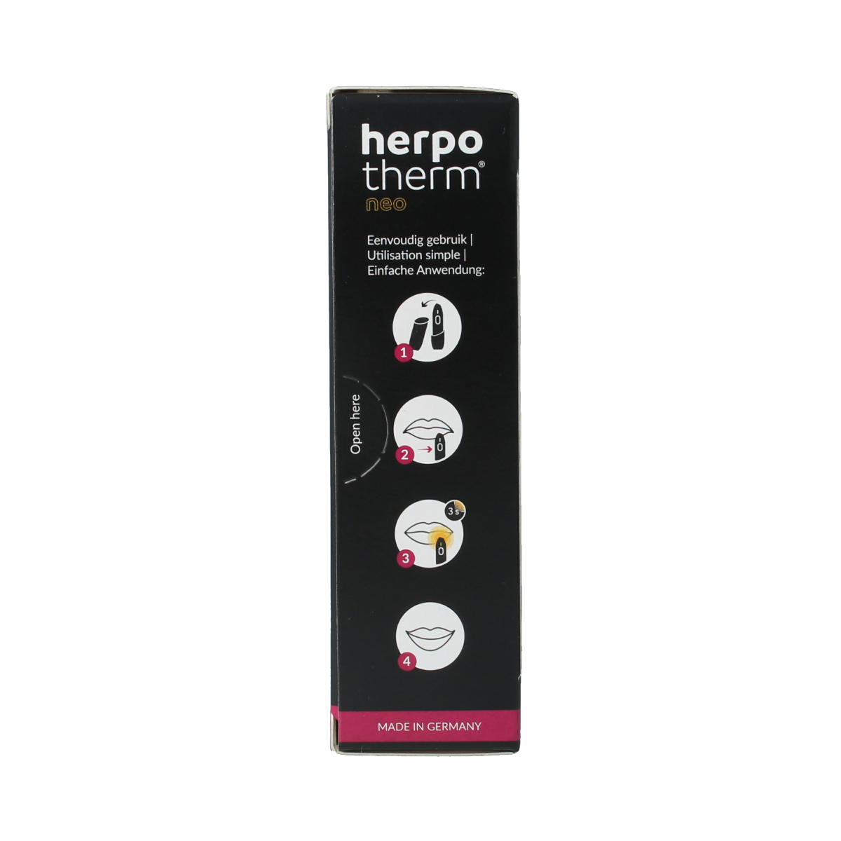 Arkopharma Herpotherm Neo lip care product package with tube and applicator for cold sore treatment.