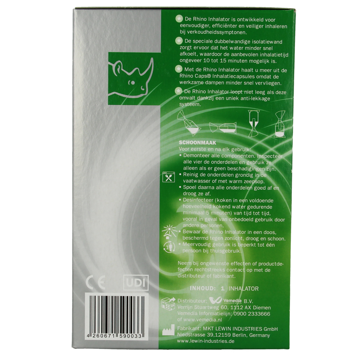 Rhino Inhalator for nasal care and inhalation, showing the device used for nasal health and breathing relief.