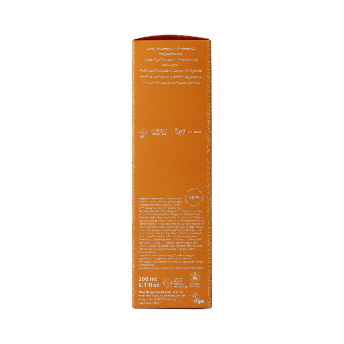 Khadi Shampoo Elixer Orange Vitality 200 ml fles voor haarverzorging
