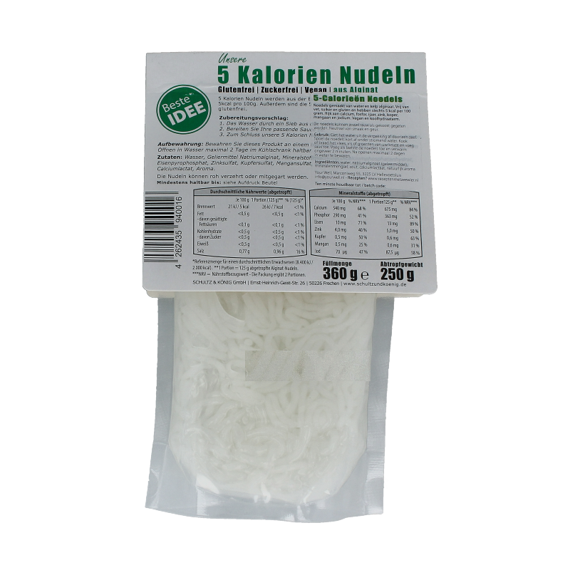 Your Well 5 Calorieen kelp pasta and rice noodles in 360g package, natural and healthy food product with kelp ingredients