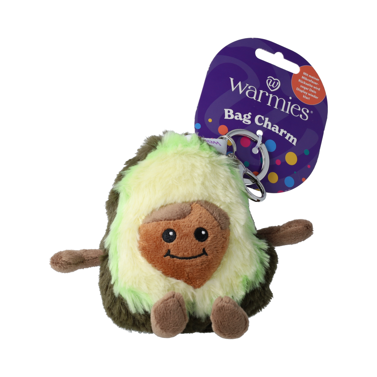 Warmies avocado plush bag charm, soft toy and cuddly accessory, featuring a cute avocado design from Warmies.