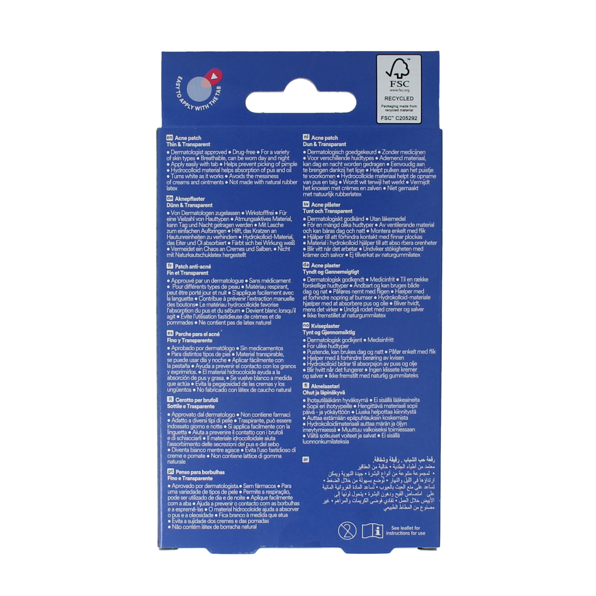 Nexcare Acnepleister face treatment patches in a pack of 15, designed for targeted acne spot care.