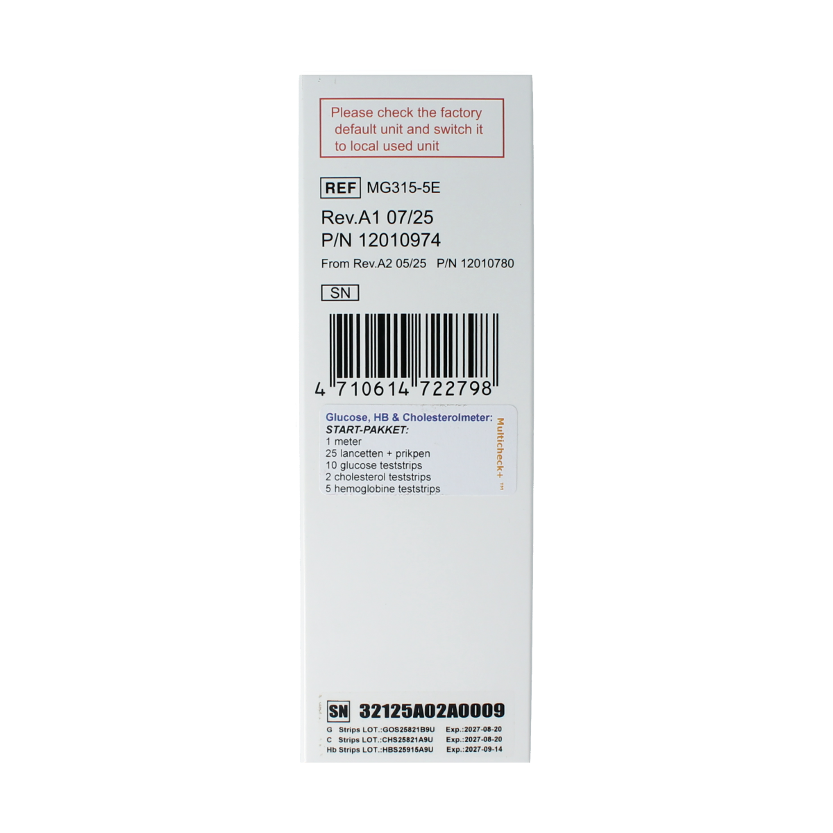 Testjezelf.nu Multicheck 2HB self-test kit with one testing strip, used for health screening and diagnostics.