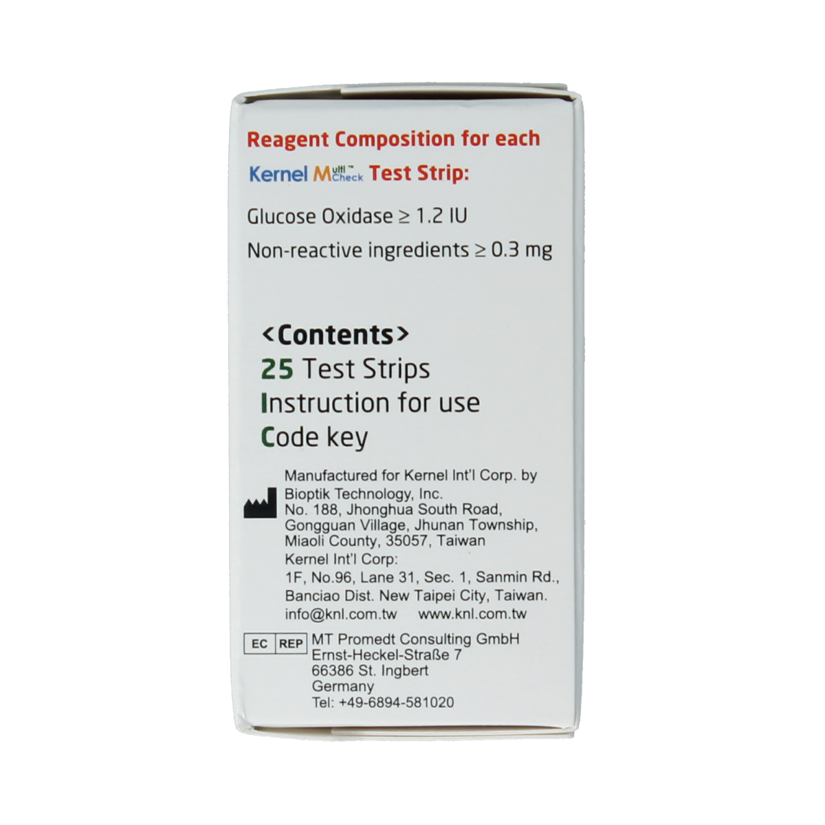 Testjezelf.nu Multicheck glucose test strips for blood sugar testing, shown in a pack of 25 strips.