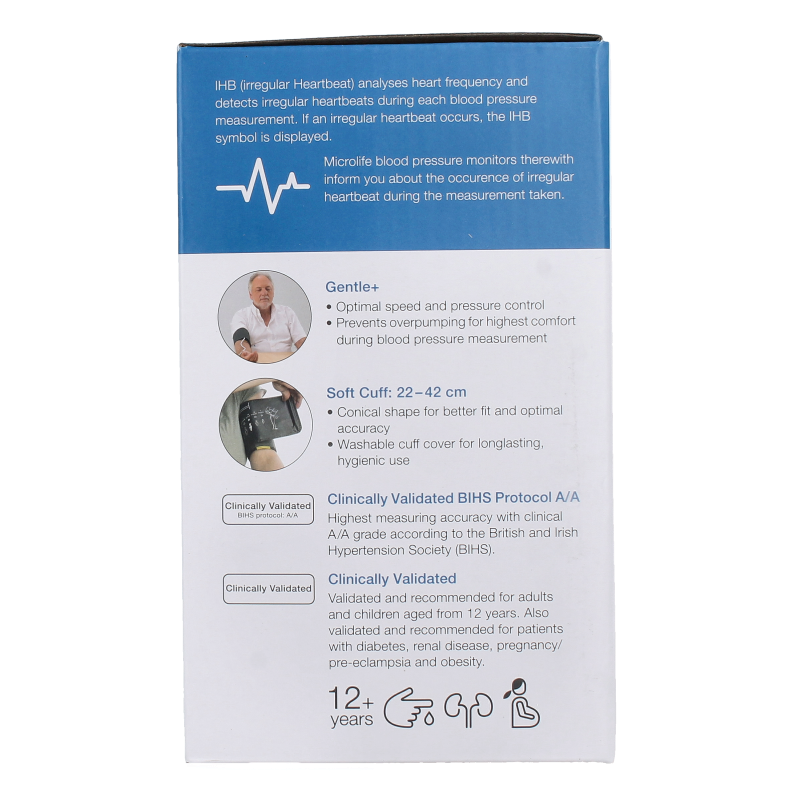 Microlife MIC BPB3 blood pressure monitor with cuff, used for accurate blood pressure measurement at home.