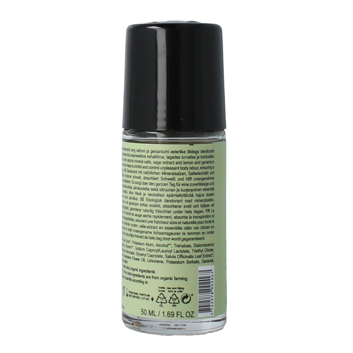 Joik Organics vegan Lemon & Geranium mineral deodorant in a 50ml container, natural scent, eco-friendly skincare product