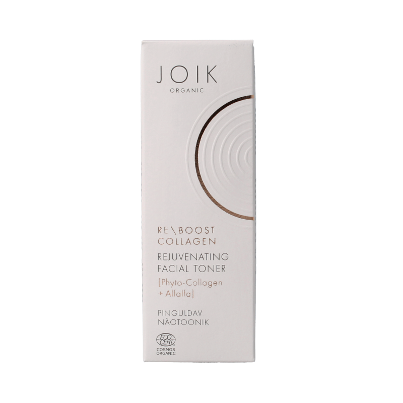 Joik Organics Re-boost collagen facial toner in a 100ml bottle, rejuvenating skincare product for healthy, radiant skin.
