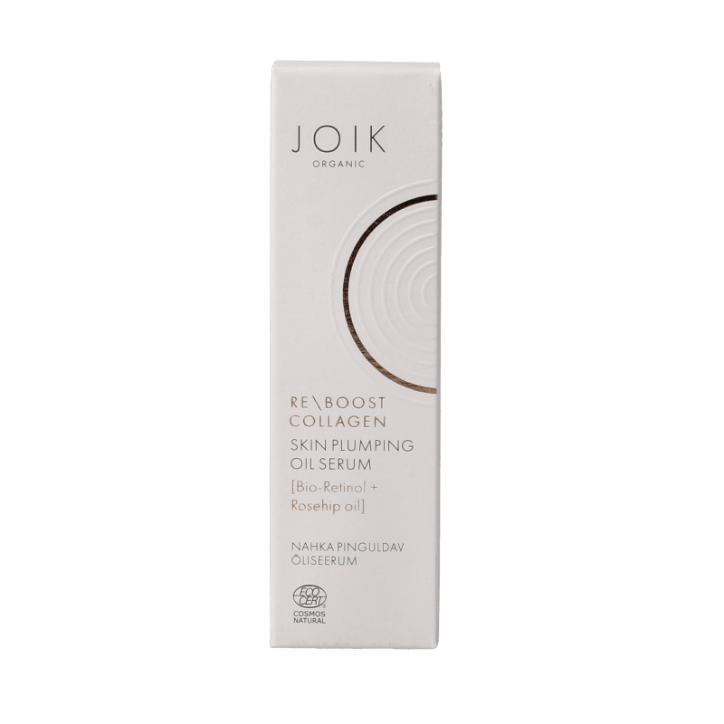 Joik Organics Re-boost collagen oil serum for skin plumping, 30ml, facial skincare with nourishing natural ingredients.