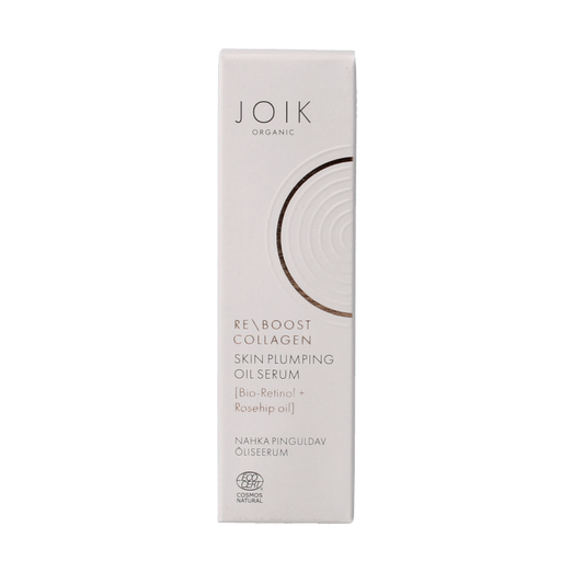 Joik Organics Re-boost collagen oil serum for skin plumping, 30ml, facial skincare with nourishing natural ingredients.