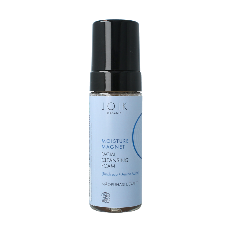 Joik Organics Moisture Magnet facial cleansing foam in 150ml bottle, gentle face cleanser for hydrating skincare.