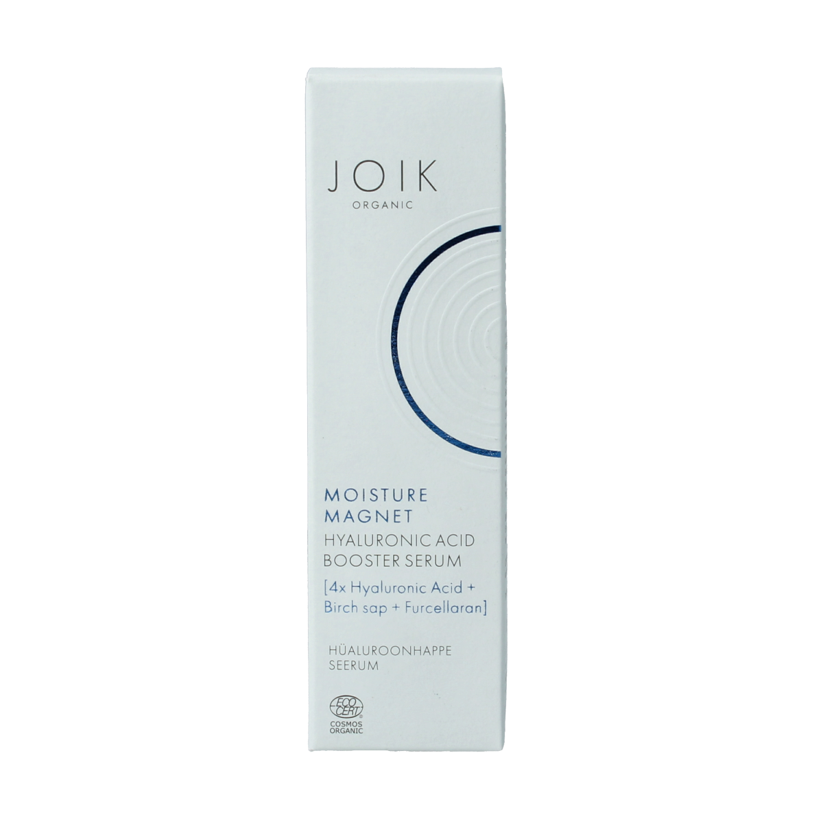 Joik Organics Moisture Magnet Booster Serum with hyaluronic acid in a 30ml bottle, facial skincare product for deep hydration.