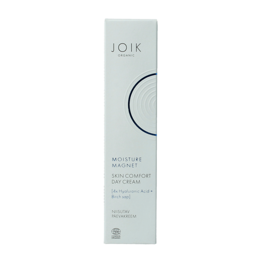 Joik Organics Moisture Magnet Day Cream for skin comfort, 50ml, facial skincare product with a smooth, nourishing texture.