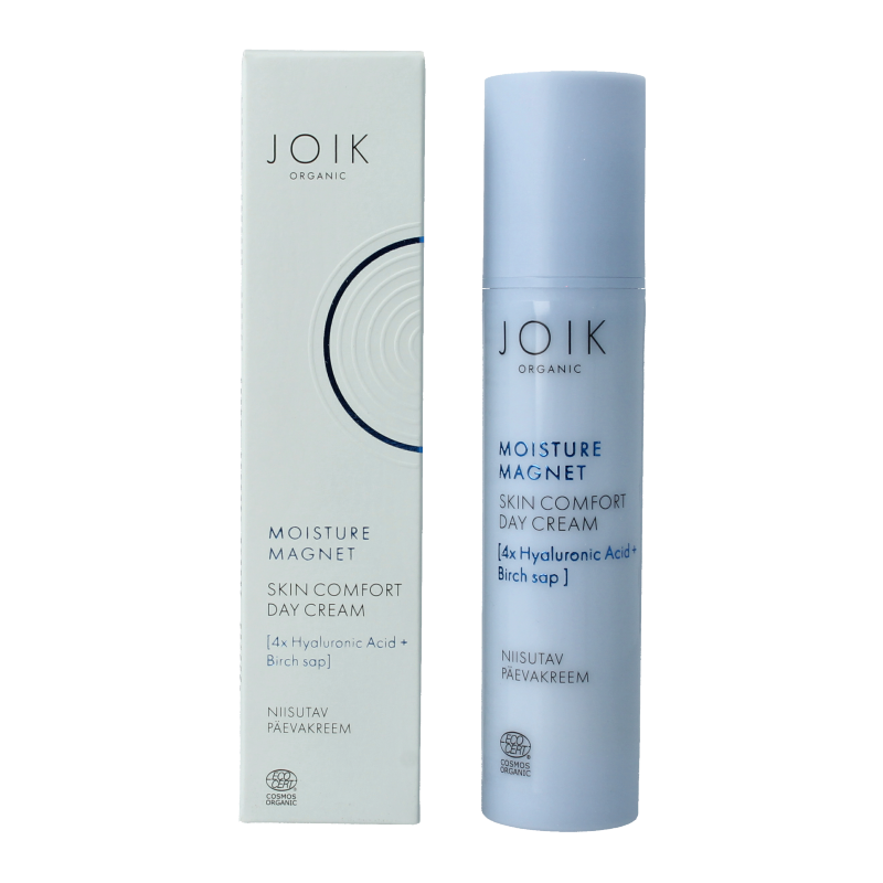 Joik Organics Moisture Magnet Day Cream for skin comfort in 50ml jar, facial skincare product with hydrating formula