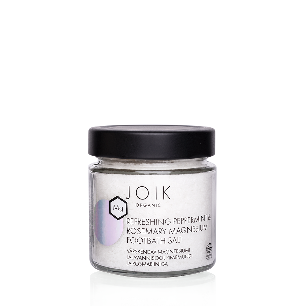 Joik Organics organic foot bath with refreshing herbs, 200g package for natural foot care and relaxation.