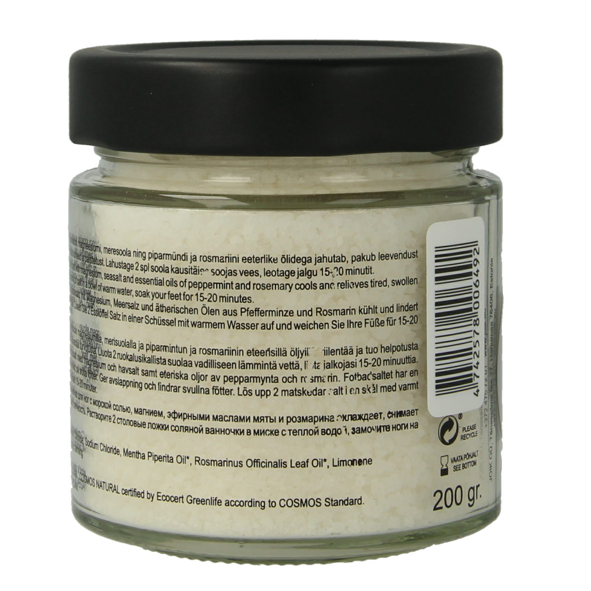 Joik Organics organic foot bath with refreshing herbs in a 200g package, ideal for soothing and revitalizing foot care.
