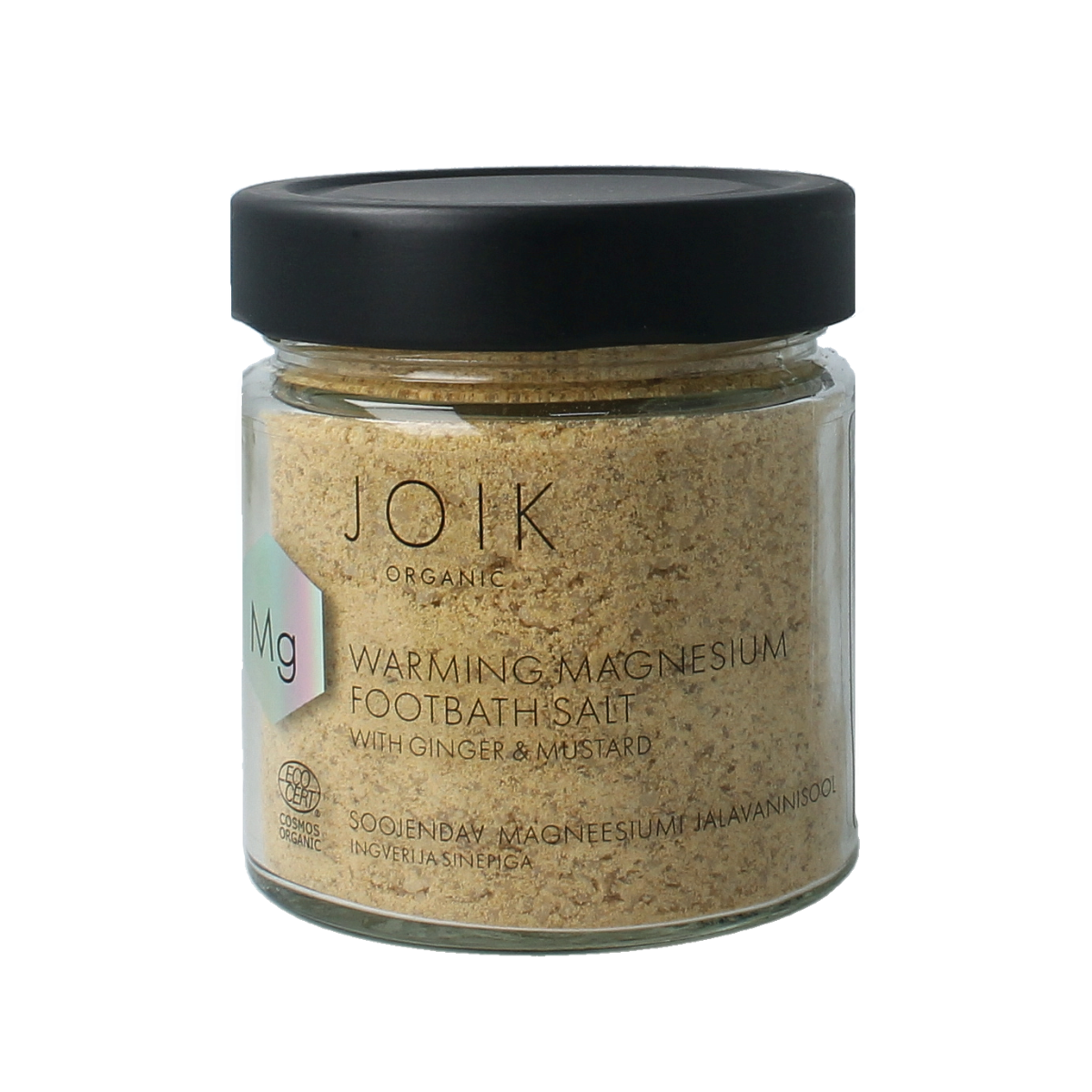 Joik Organics organic foot bath salt warming in a 200g container, designed for relaxing foot care and soothing warmth.