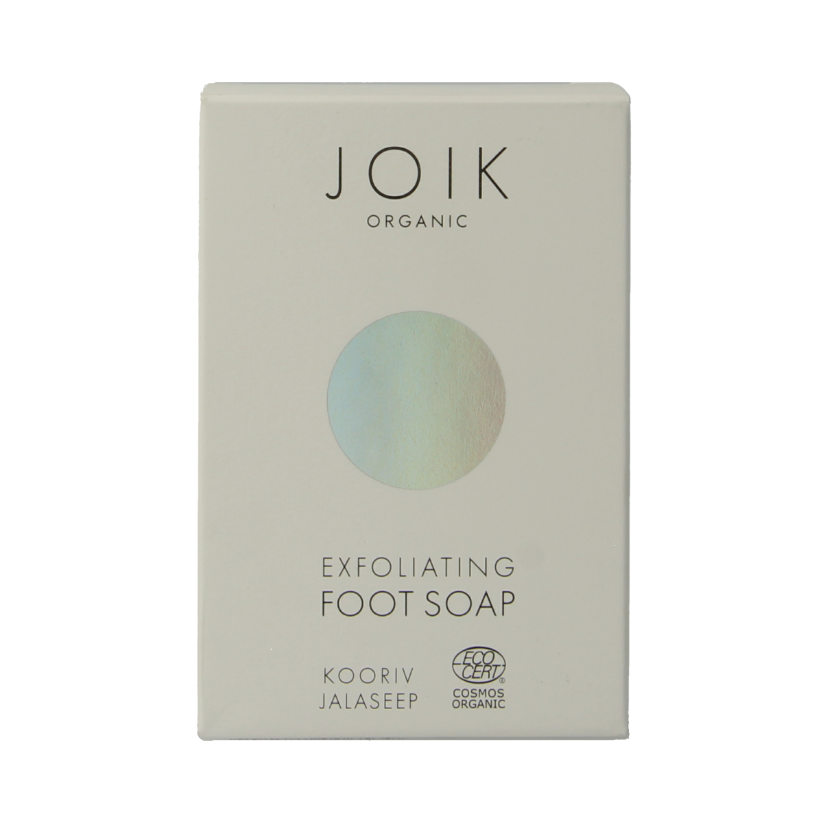Joik Organics organic foot soap scrub in a 100g container, designed for gentle foot cleansing and exfoliation.